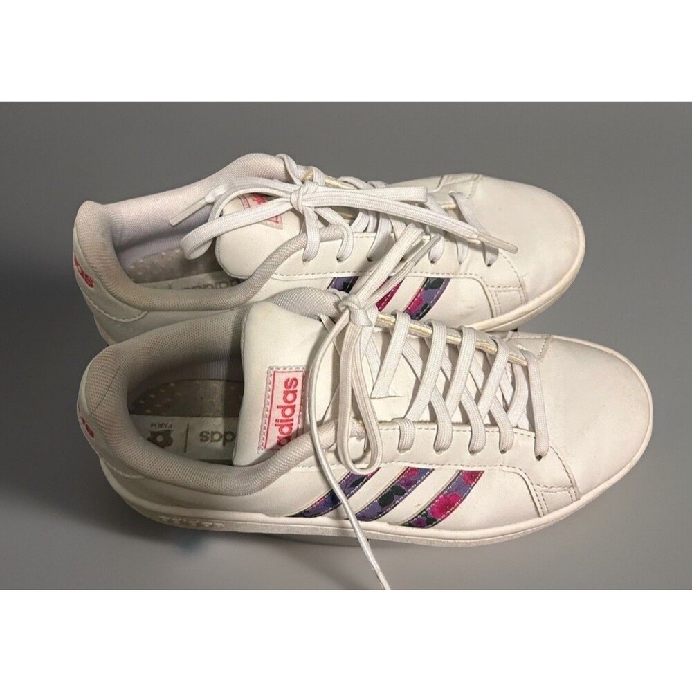Farm Rio x Adidas Grand Court Leather Floral White Pink Women's Size 6